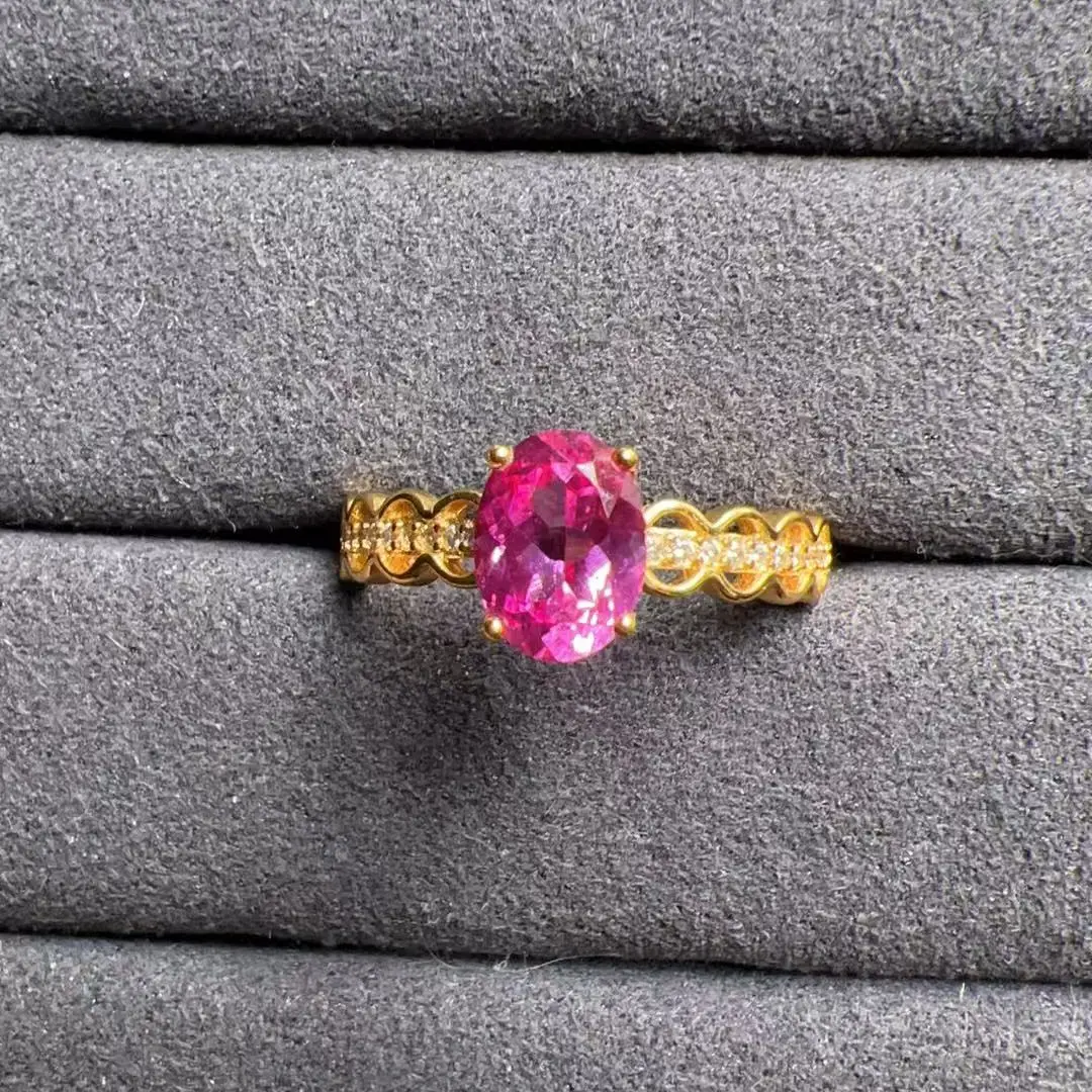 培育蓝宝石粉色蓝宝石轻奢时尚925开口戒
