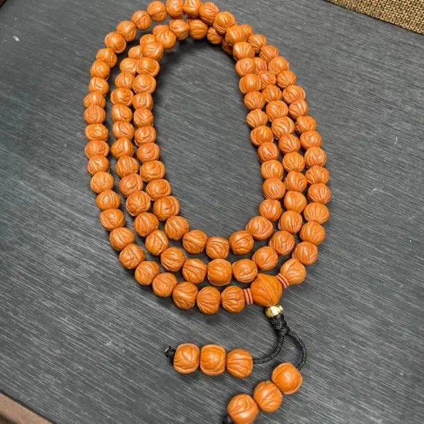 秦岭野生龙纹桃核108脖挂精品文玩毕业款