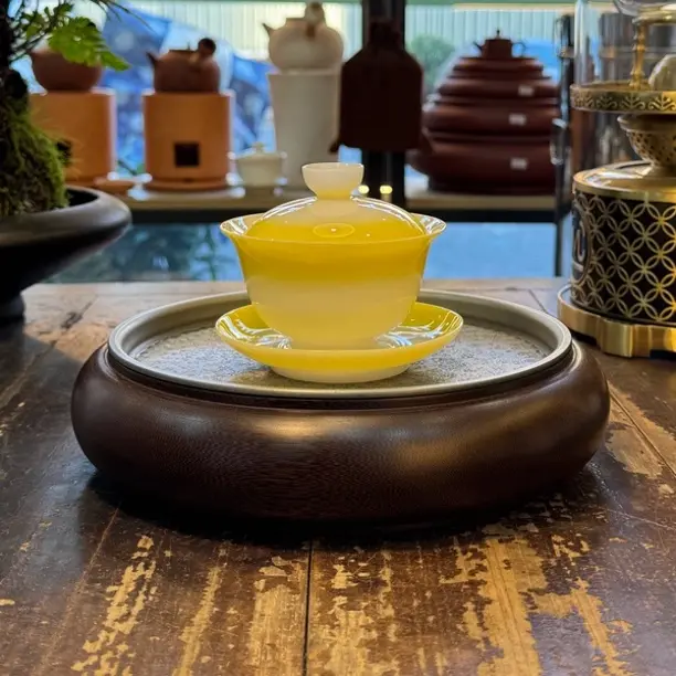 璞玉瓷盖碗渐变色透光冰种高档茶具功夫茶具