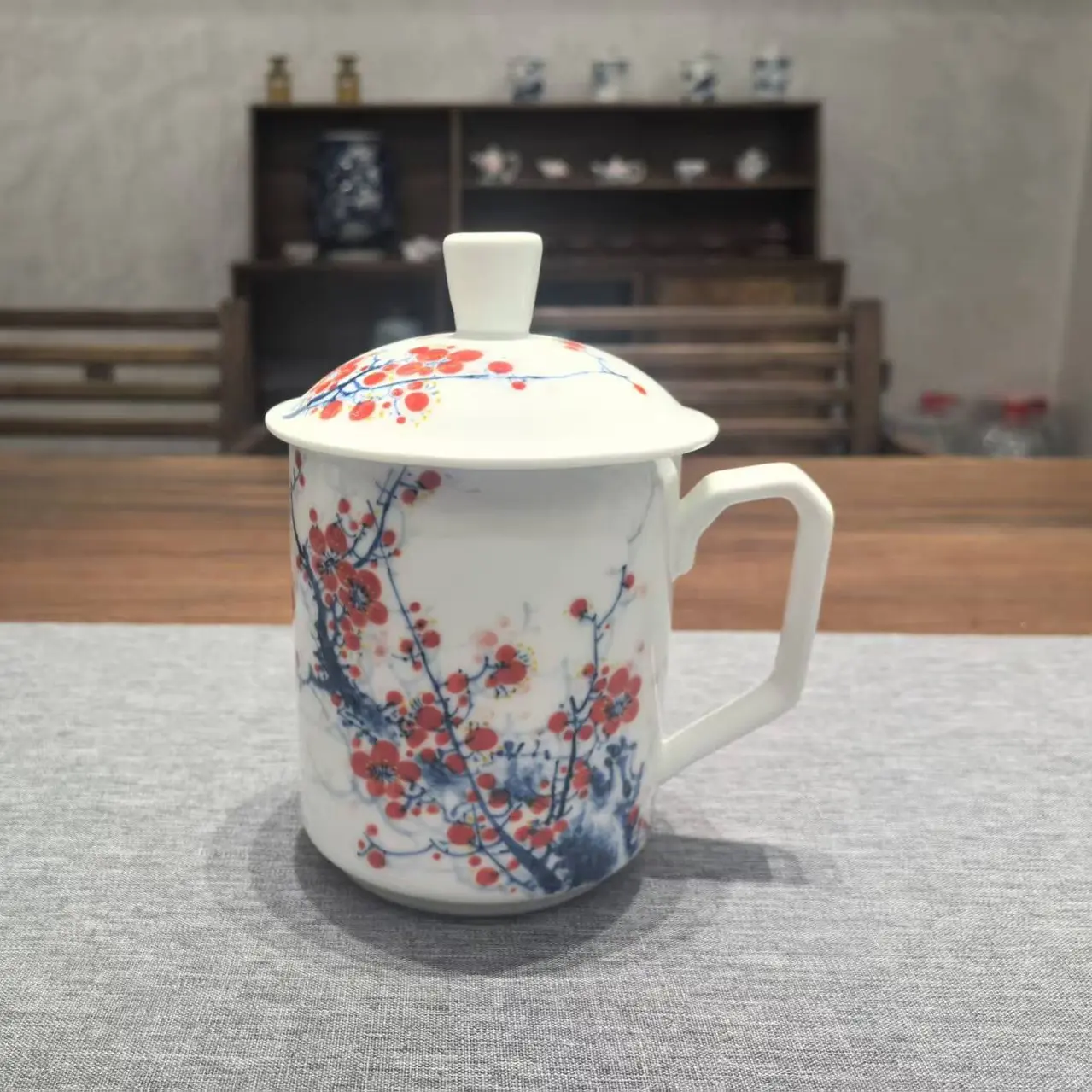 【容量500ml】1个景德镇青花山水茶杯陶瓷水杯