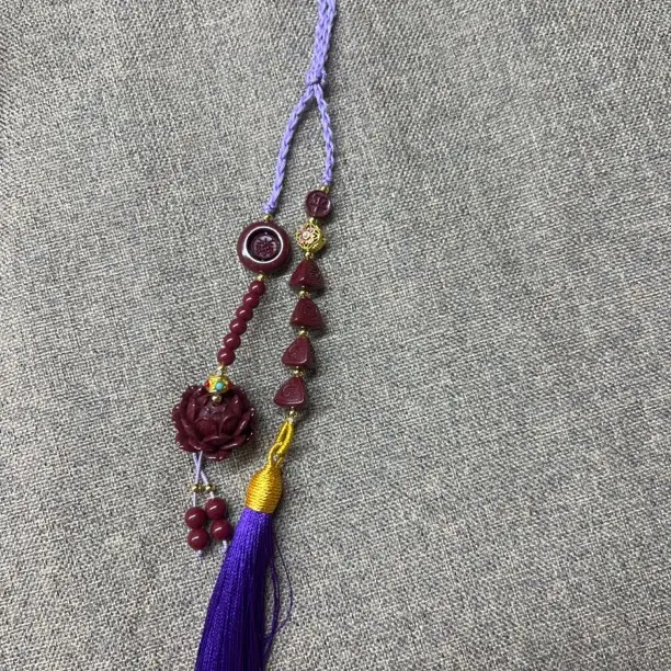 含辰砂工艺品新款朱砂高档莲花平安汽车挂件男女车载后视镜吊饰