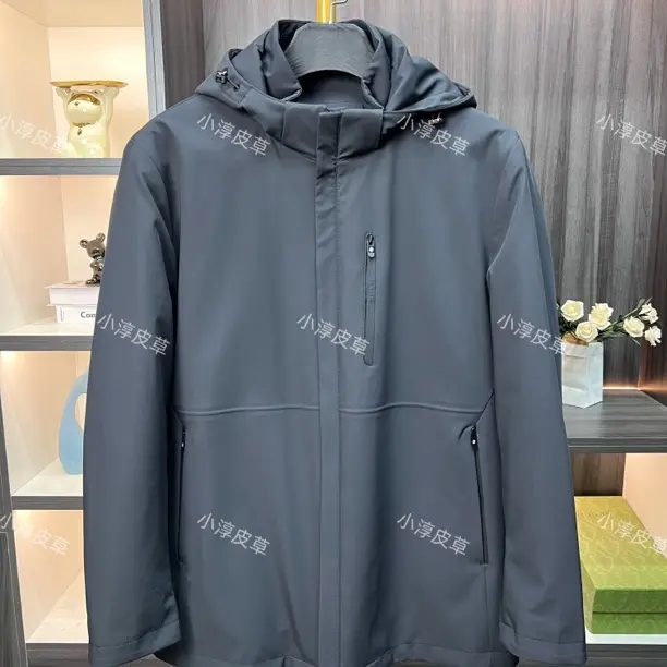 【小淳皮草】男士商务藏青色整版水貂内胆可脱卸派克服2516