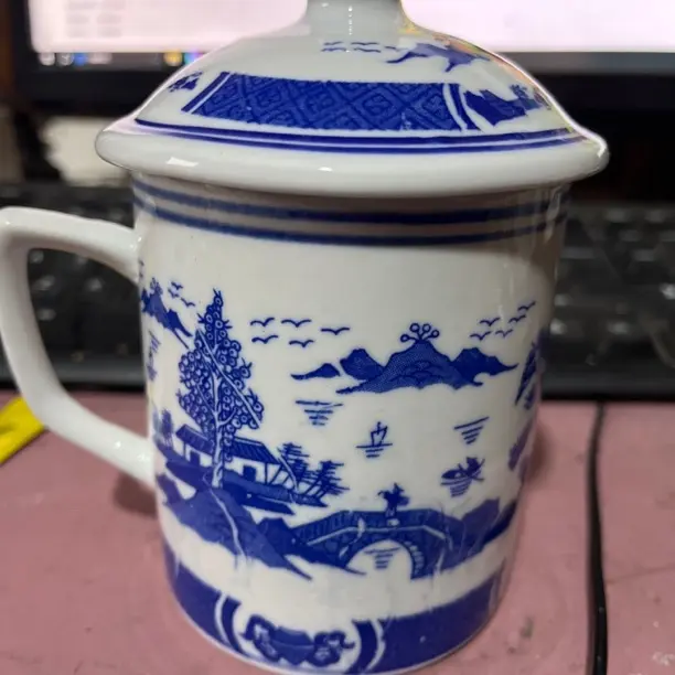 景德镇陶瓷青花梧桐老板杯