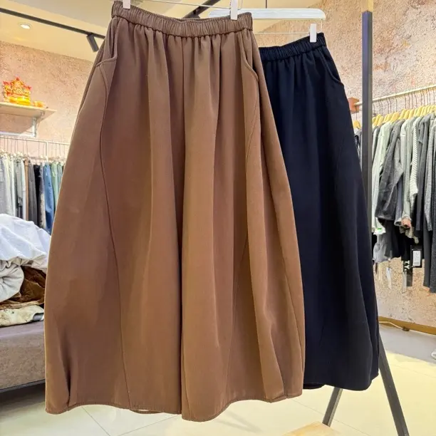 百和原创复古纯色宽松文艺休闲气球裤