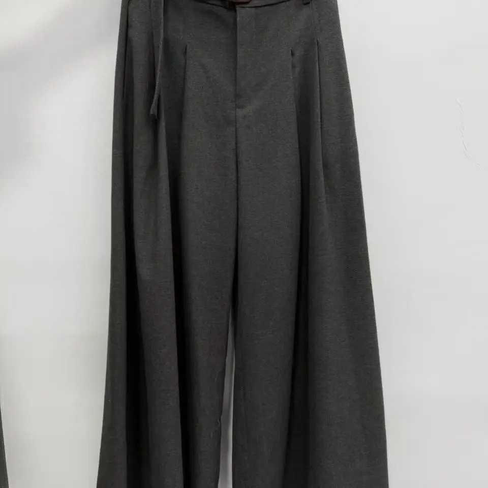 高级感毛呢西装休闲裤女秋冬高腰显瘦直筒阔腿加厚呢子长裤