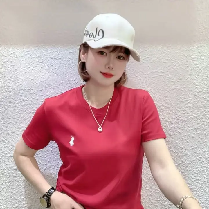 (柳子)55新款百搭圆领刺绣短袖T恤女春季时尚吸汗透气纯