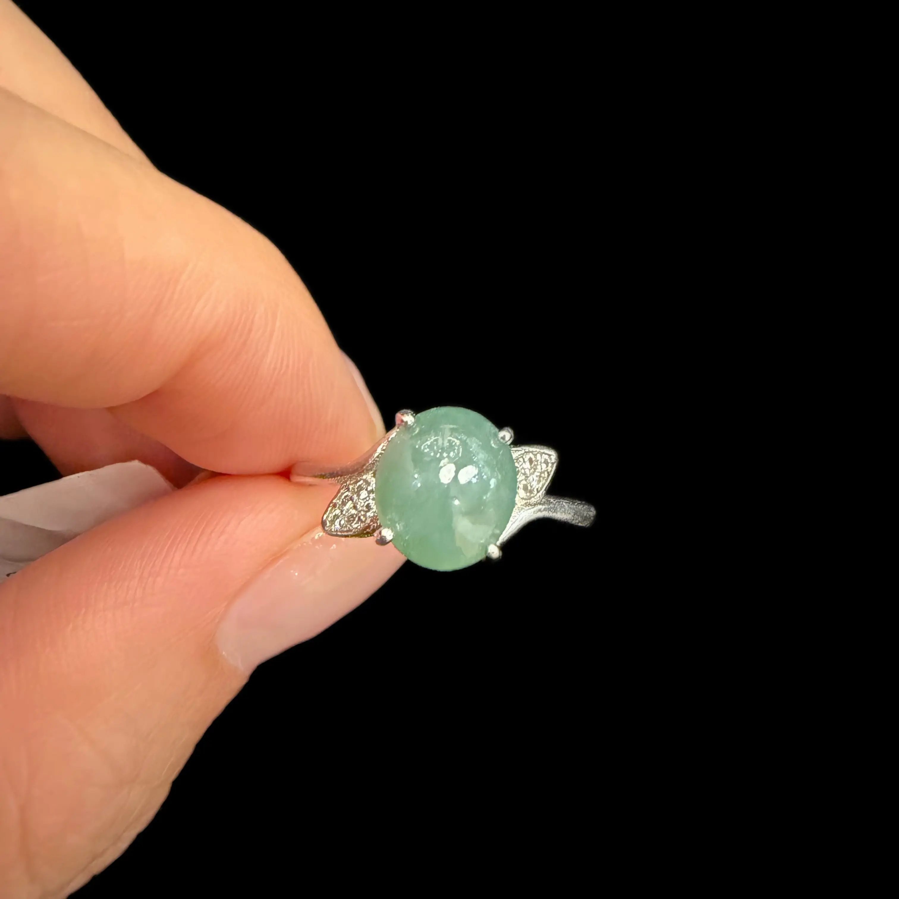 天然翡翠A货可调节开口女戒指3-088