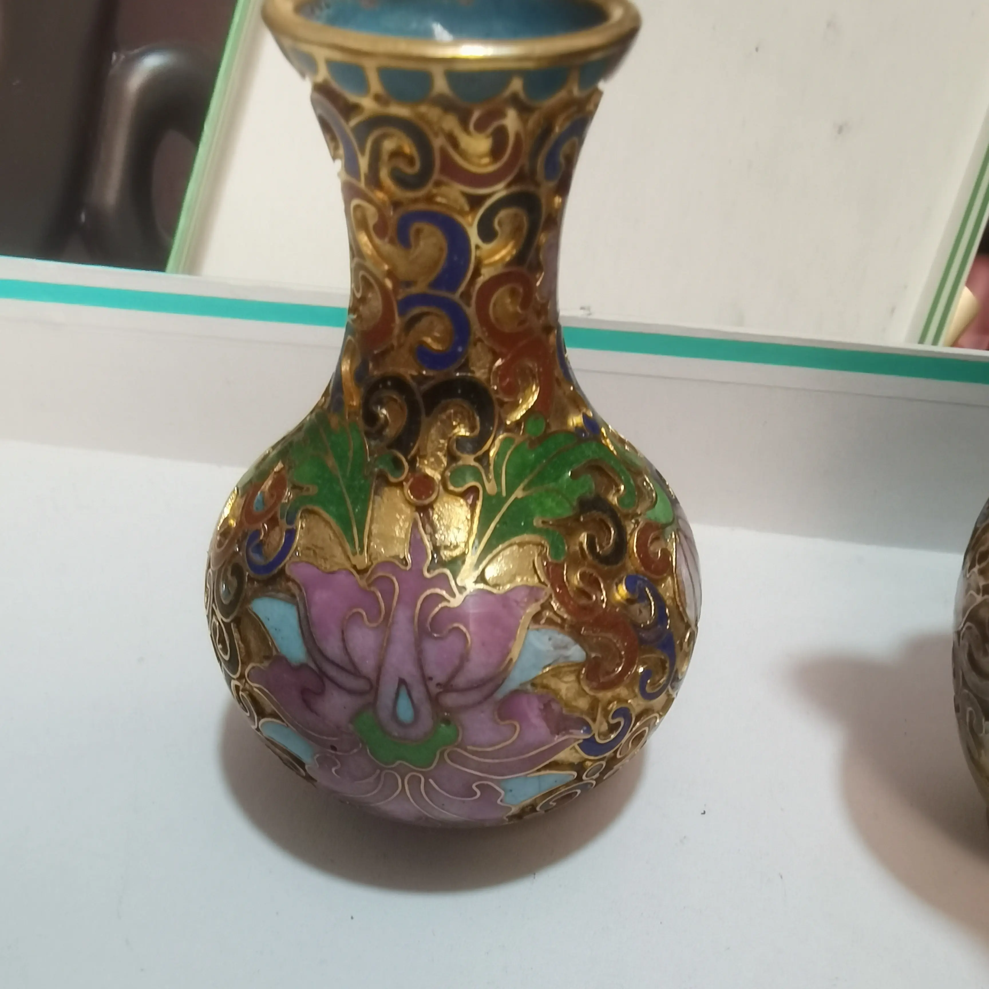 2号微瑕款，传统铜胎掐丝珐琅工艺，景泰蓝花瓶手工艺品摆件