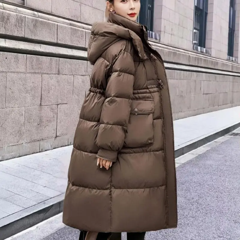 中长款女连帽收腰显瘦冬季新款时尚百搭保暖加厚外套