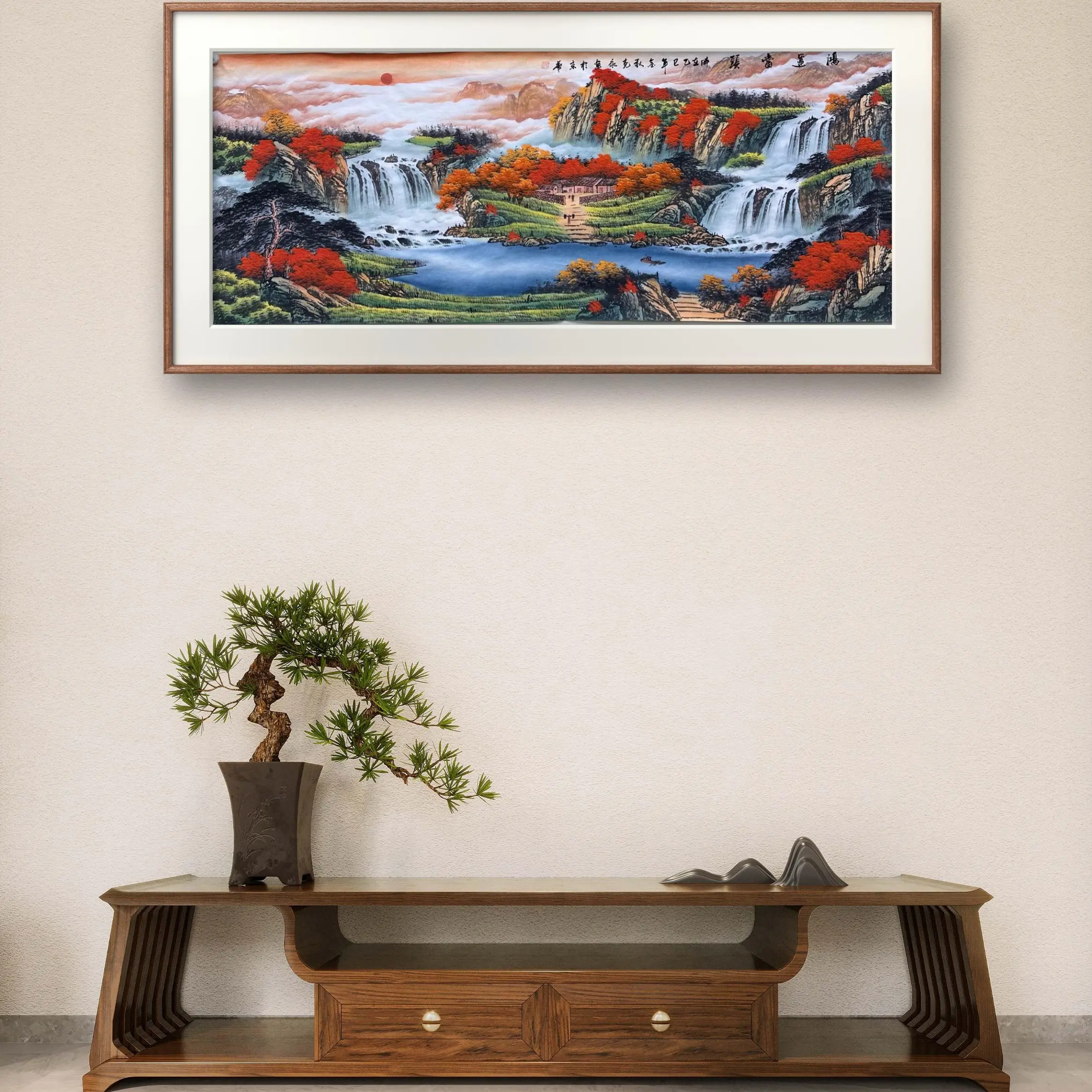 鸿运当头国画山水画客厅办公室装饰挂画