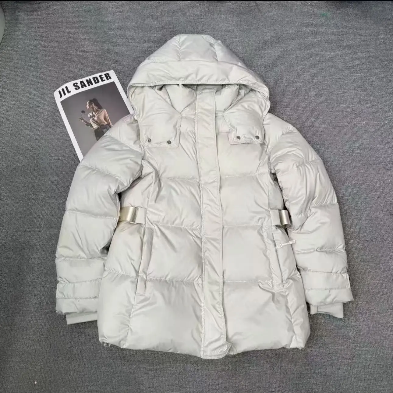 启月➕1236冬季大棉中长款带腰带连帽过冬外套