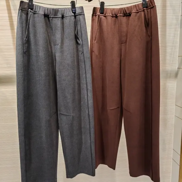 冬季加绒加厚松紧腰阔腿休闲香蕉裤女新款130290