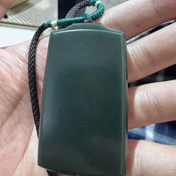 和田玉青玉无事牌挂件