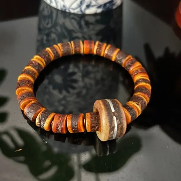 藏式风格牦牛骨单圈文玩手串