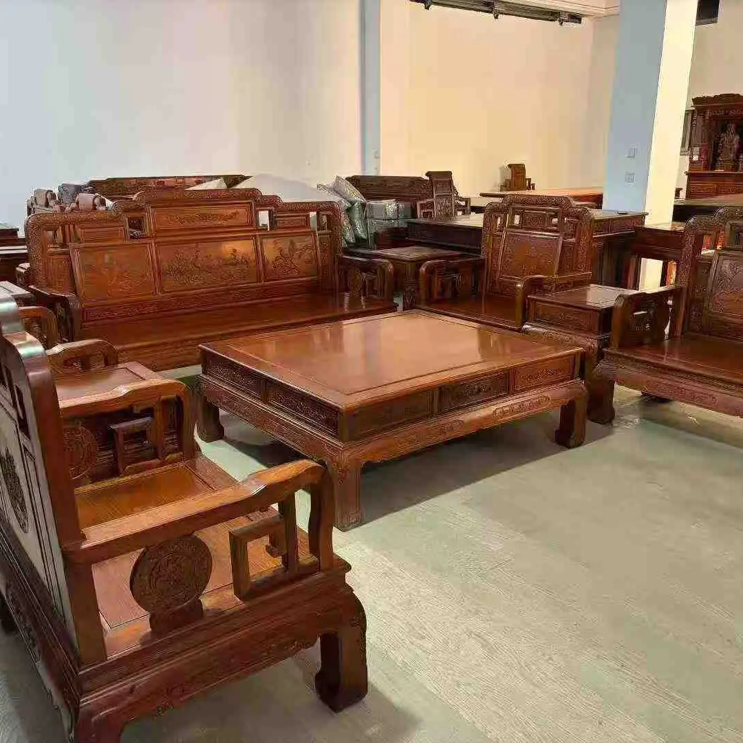 缅甸花梨国色沙发10件套现货捡漏一套
