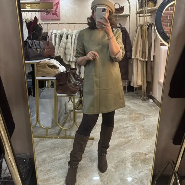 蛋白皮短连衣裙高级感满满