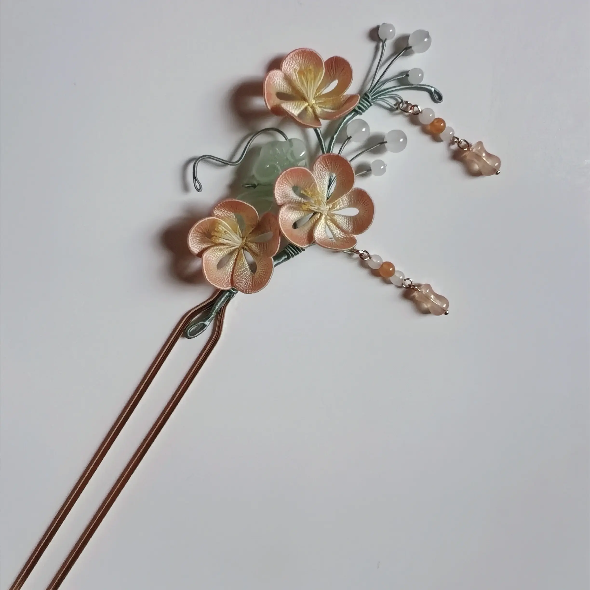 非遗手工缠花非遗工艺女复古风森系发簪旗袍复古日常古风步摇发饰