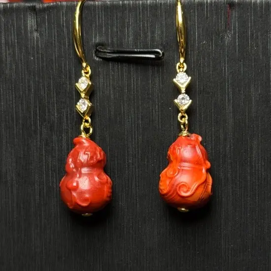 祥盈顺原创南红福禄耳坠