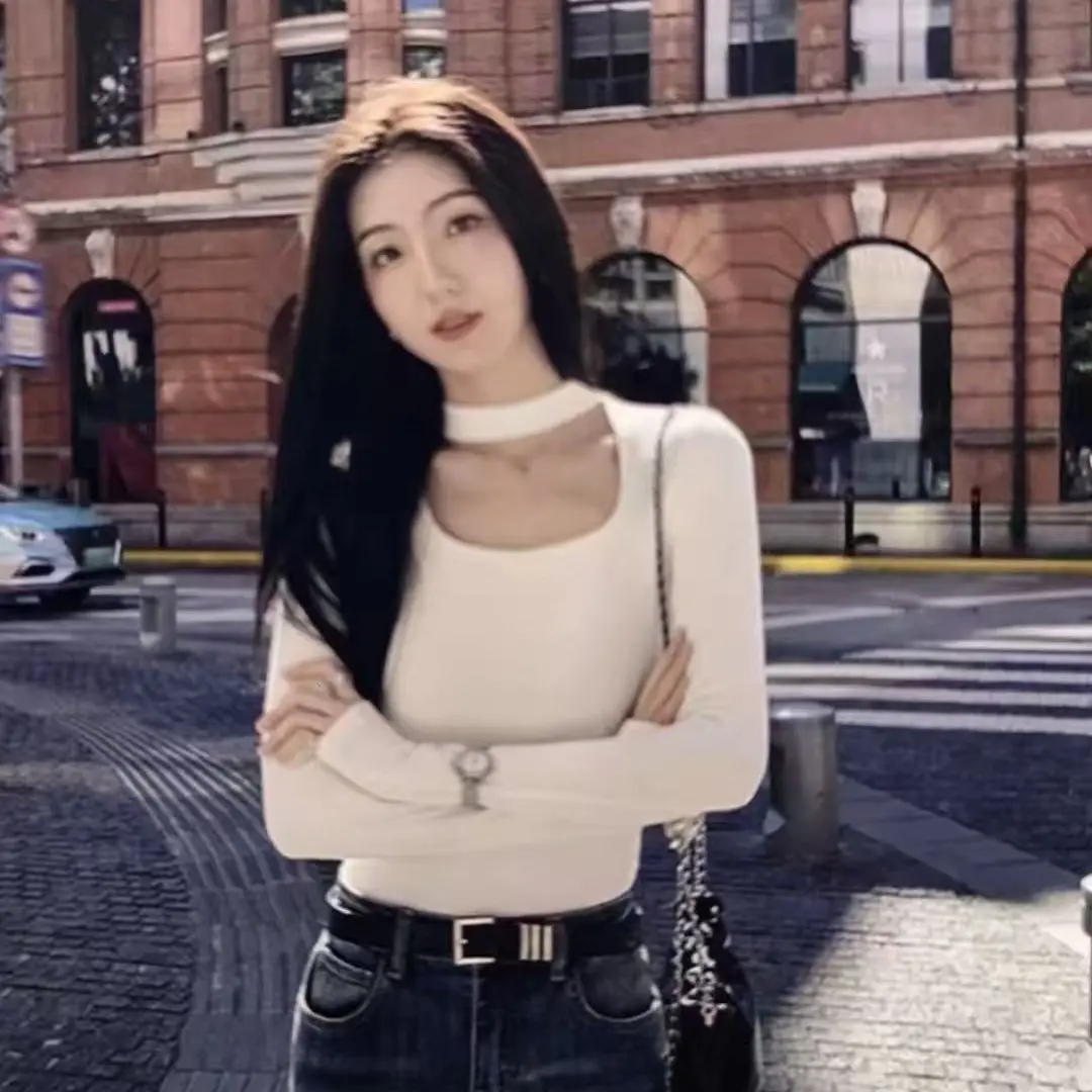 设计感针织毛针织衫灰白色打底衫修身毛衣半高领气质003