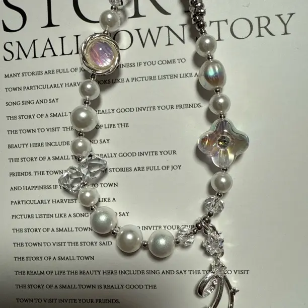 可爱创意个性珍珠串珠手机链diy包挂钥匙扣少女风