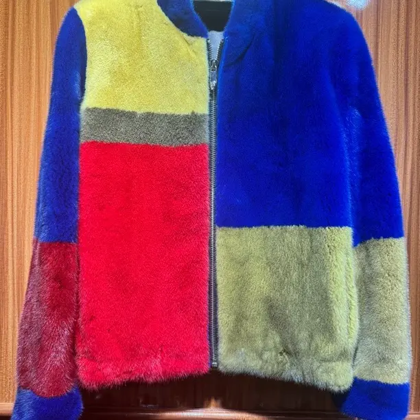 宝蓝色花式棒球领时尚冬季男装外套拼接网红轻奢