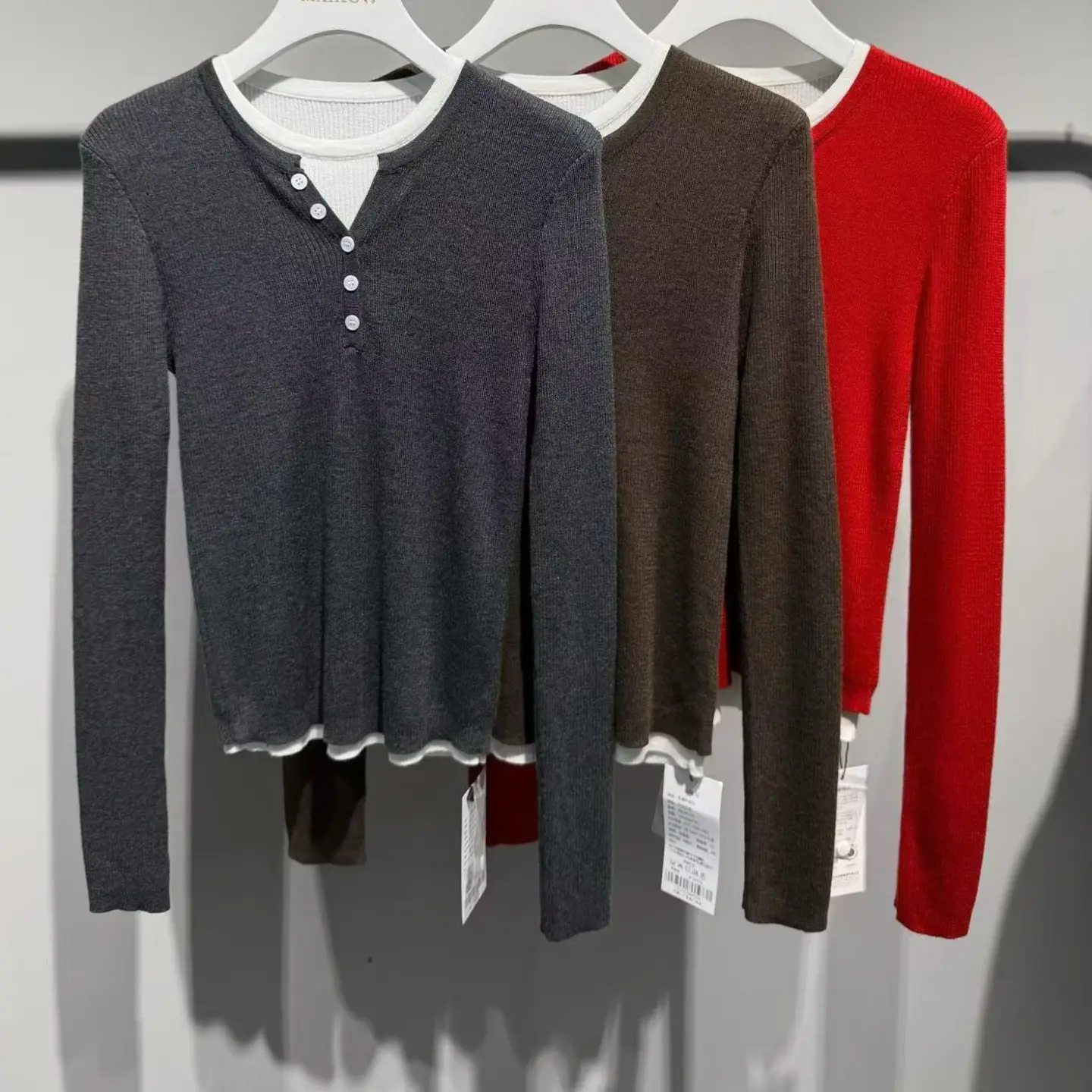 假两件长袖针织衫秋冬新款时尚保暖打底上衣ZTLYS11A