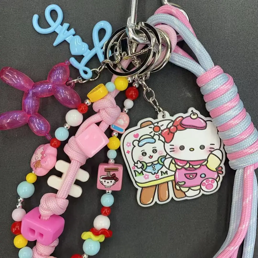 diy彩色串珠手机链，手工可爱设计款，女生礼物包包挂饰