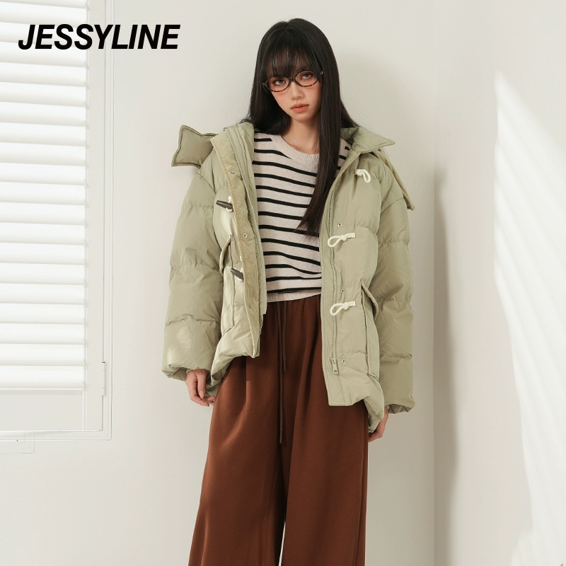 jessyline冬季新款 杰茜莱时尚气质高级感连帽通勤风羽绒服