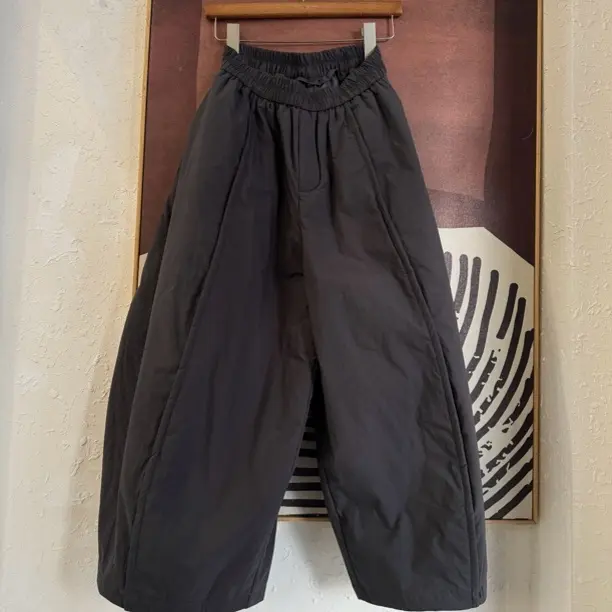 （XINGQIBA）冬季加厚纯色宽松保暖阔腿休闲长棉裤