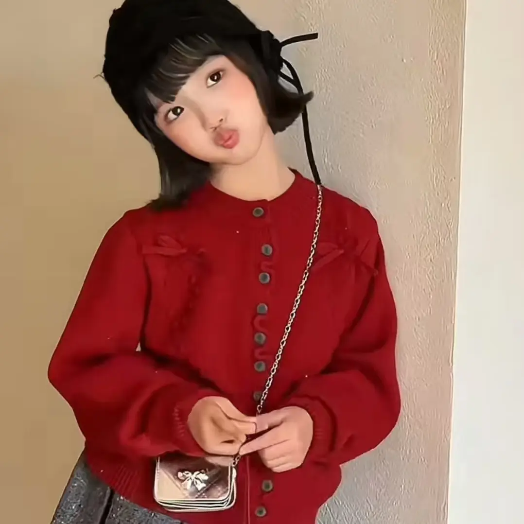 121潮童秋冬加绒针织两件套可爱韩系风格穿搭