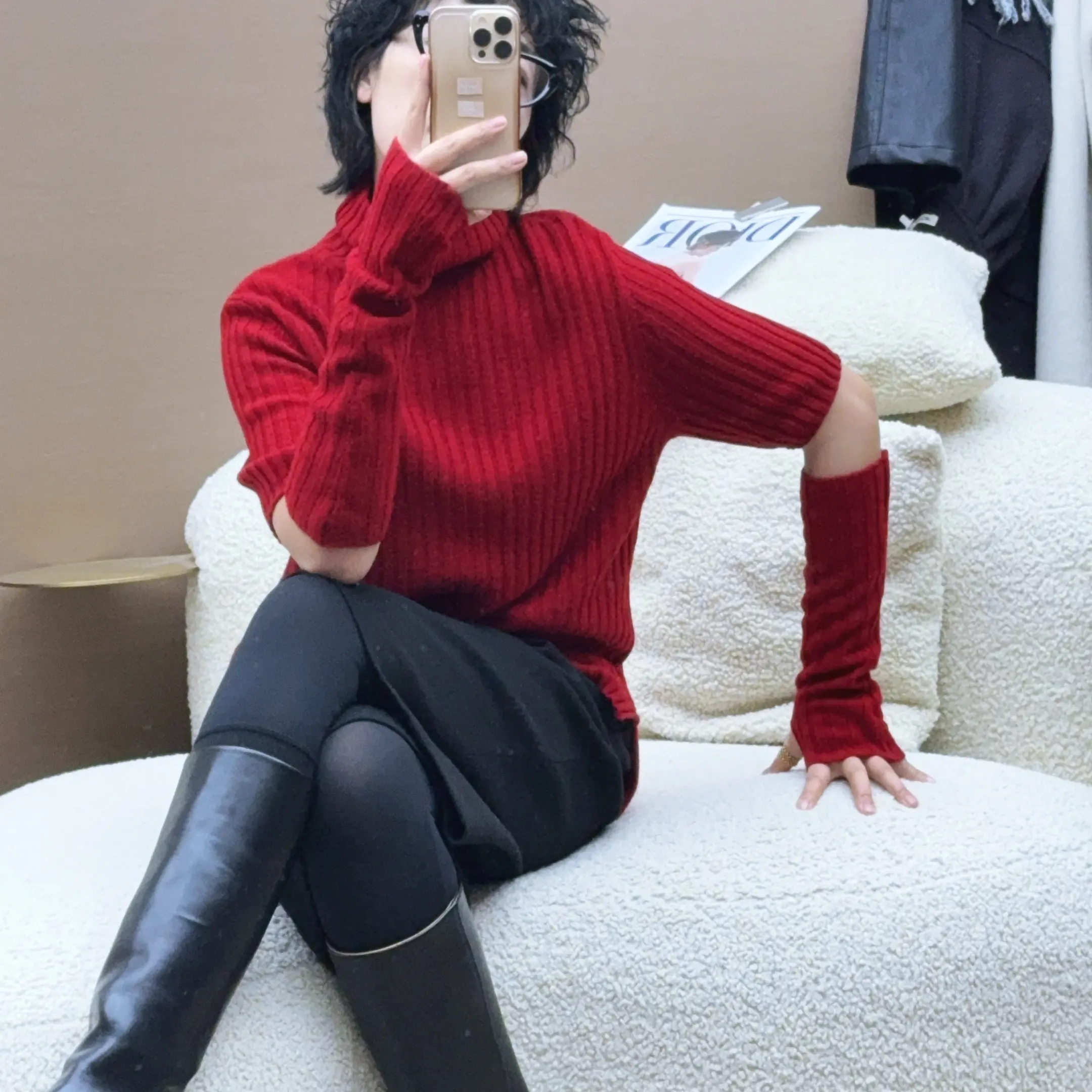 秋冬纯色针织上衣女韩系时尚百搭法式短款毛衣