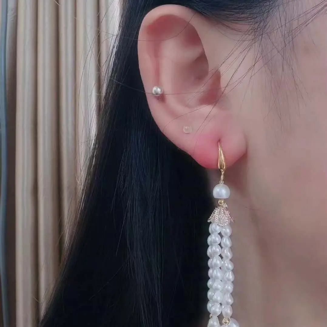 手工气质轻奢时尚百搭复古长款耳环