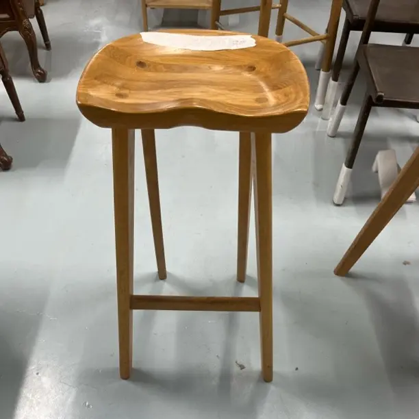 北欧简约原木吧台椅高脚凳实木凳子酒吧咖啡厅前台接待吧椅