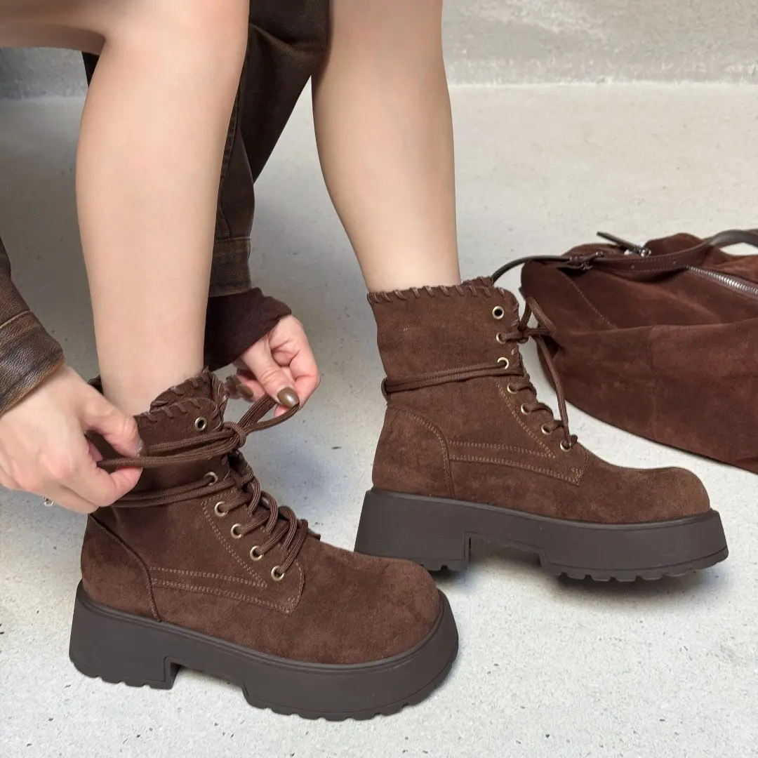 663-2美拉德厚底复古磨砂绒面两穿马丁靴