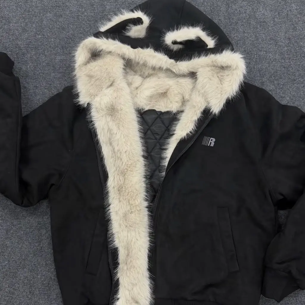 fdr秋冬季棉袄加厚情侣连帽棉衣棉服男麂皮毛领夹棉座山雕外套女