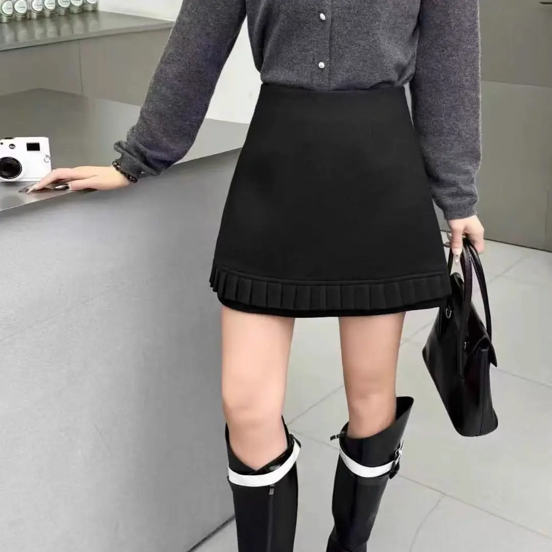 小乔家高腰木耳边短裙直筒裙