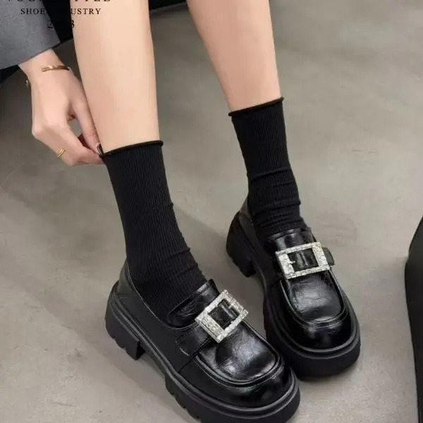 270A6692英伦浅口防滑一脚蹬乐福鞋百搭女鞋复古休闲