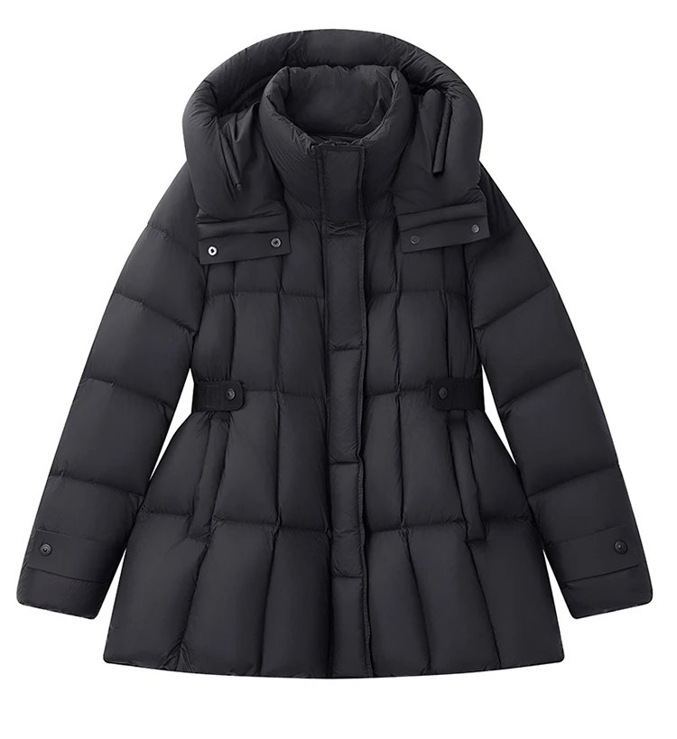 【在逃公主】气质收腰2025冬修身显瘦连帽时尚保暖加厚白鸭绒外套