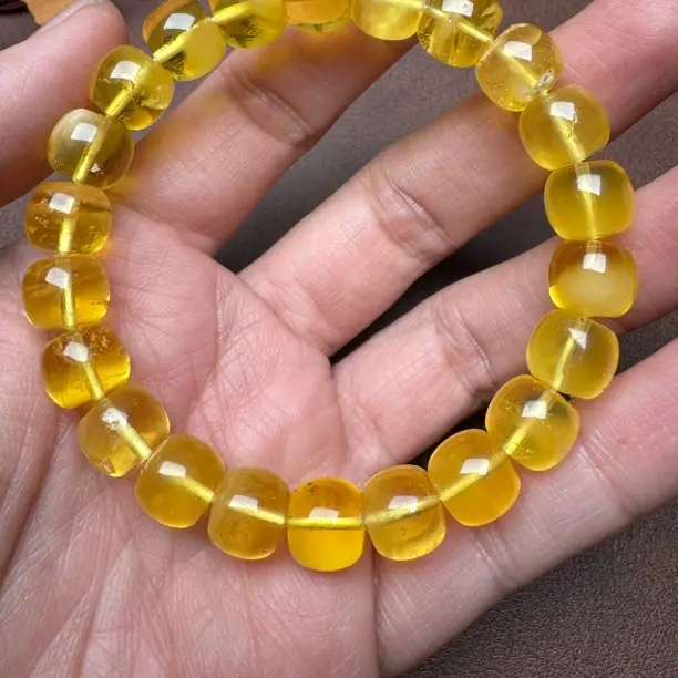 天然无优化精工净水金珀老型手串时尚百搭