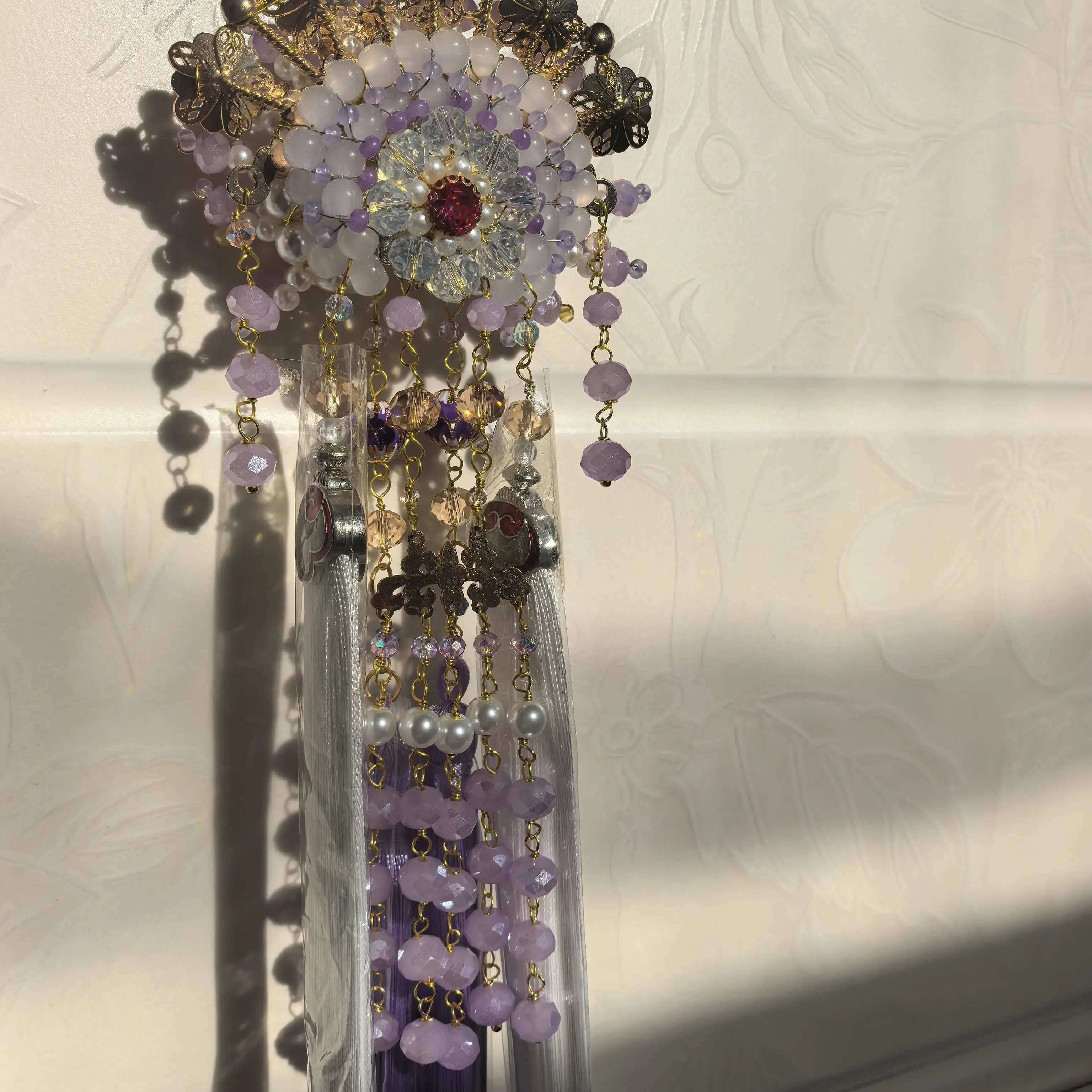 刀马旦紫色流苏原创设计手工发簪