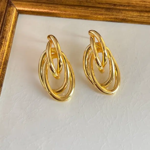 纯铜耳饰 DUO FU【环金织缕】简约气质金属质感高级感小众耳钉女