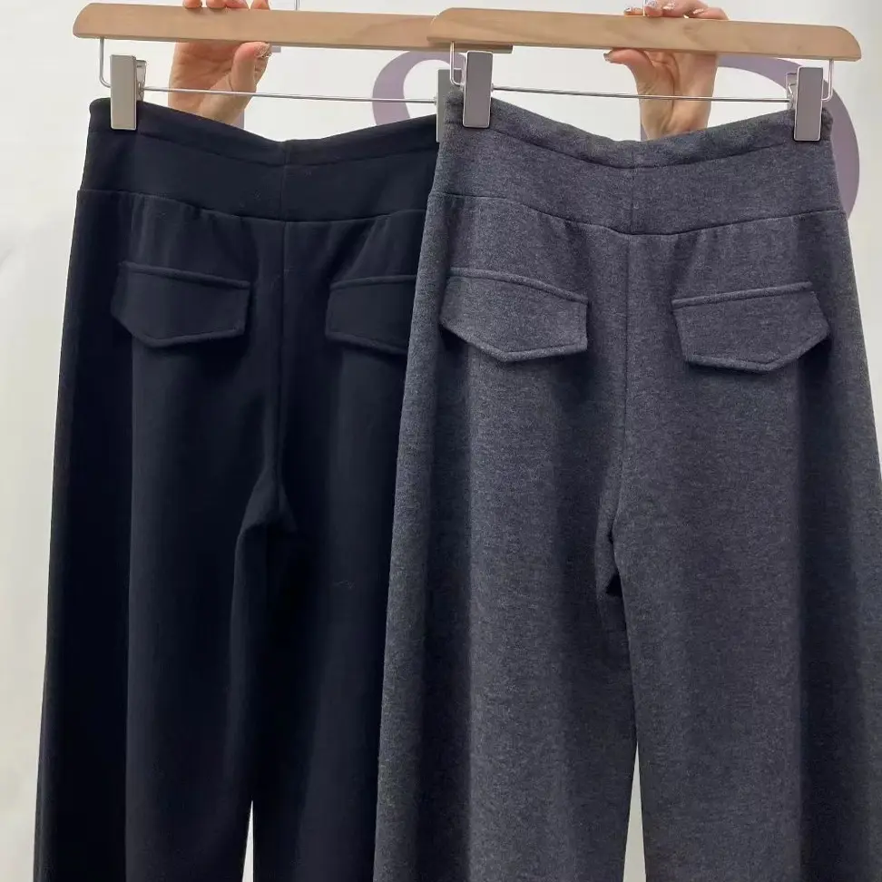 （糯米裤）秋冬加绒加厚高腰直筒休闲裤女