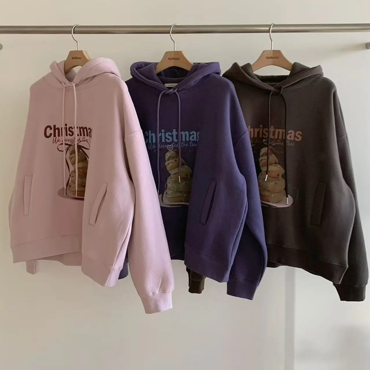 冬季连帽加绒加厚宽松长袖百搭女卫衣