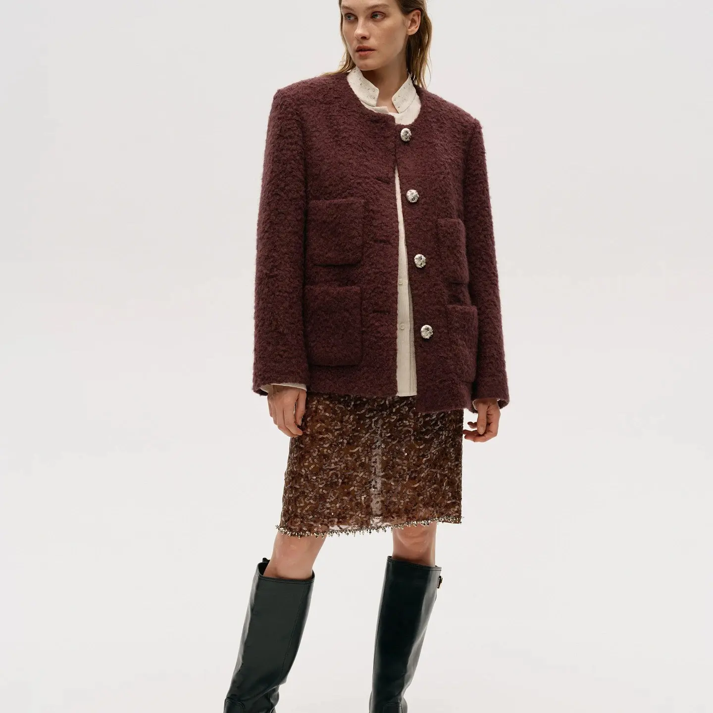 ICEDUST 25FWCT09CI经典四口袋小香外套女新款复古百搭上衣IINC