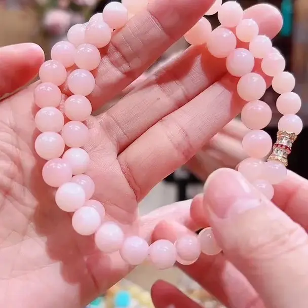 天然蛋白石粉澳宝项链设计款粉色9咪+（天然晶体结构）
