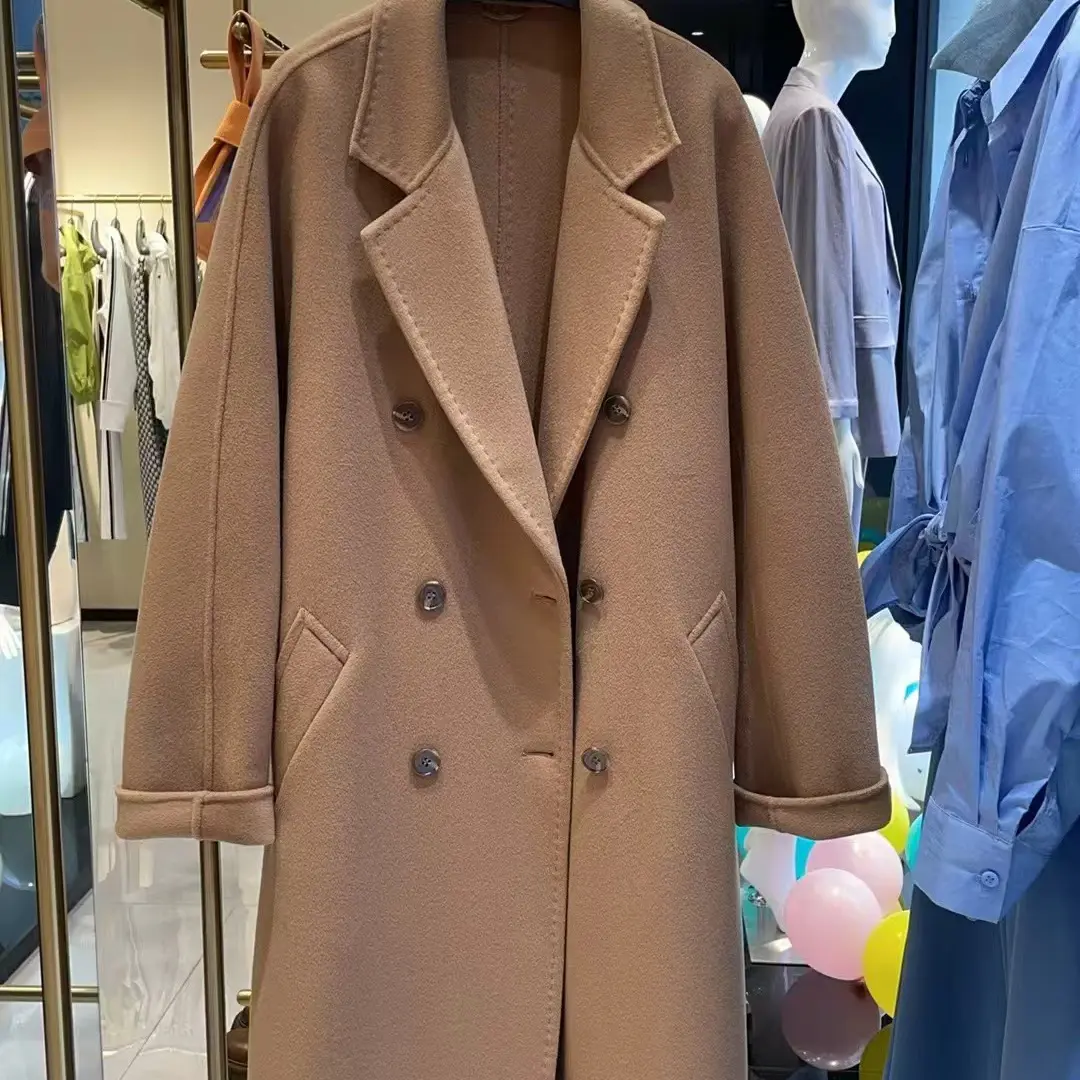 领姿LINGZI双面骆驼绒长款时尚大衣4116236