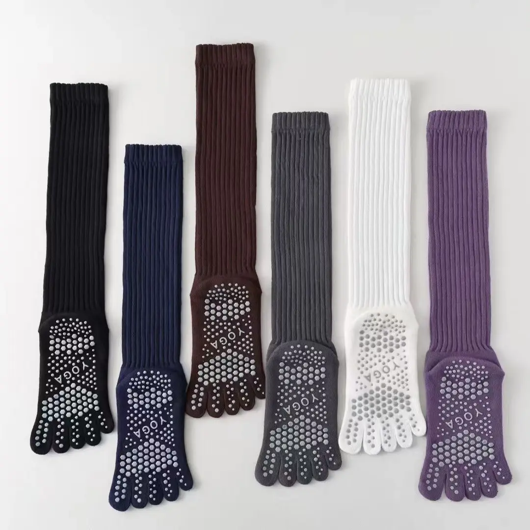 9314五指长筒普拉提分趾健身小腿袜弹力秋冬瑜伽袜子运动长筒袜