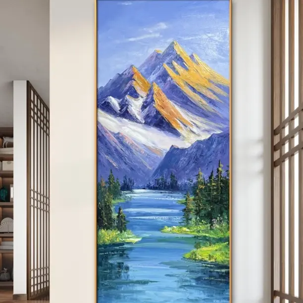 《金山聚宝盆山水画山水聚宝盆风景画》入户客厅玄关走廊挂画装饰画