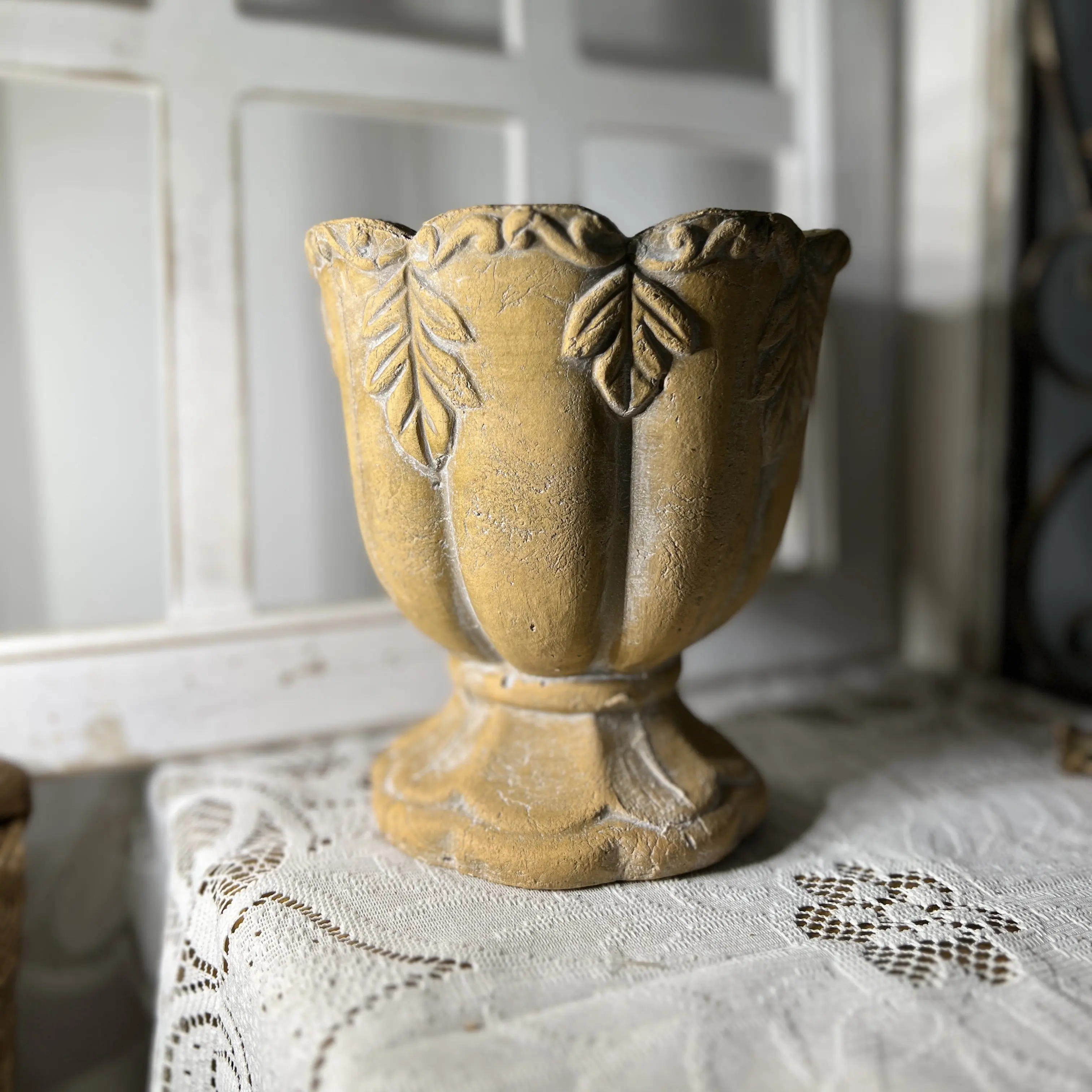 手压粗陶复古做旧枫叶奖杯大号（口15内口11高16）