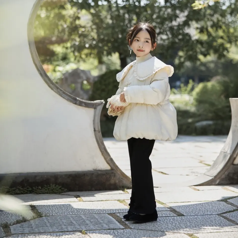 加厚拜年服新款女童冬季加厚加绒保暖洋气公主风棉服外套